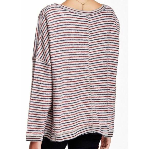 Free People Women's Long Sleeve Striped Multi Color Scoop Neck Sweater Size M - Picture 2 of 6